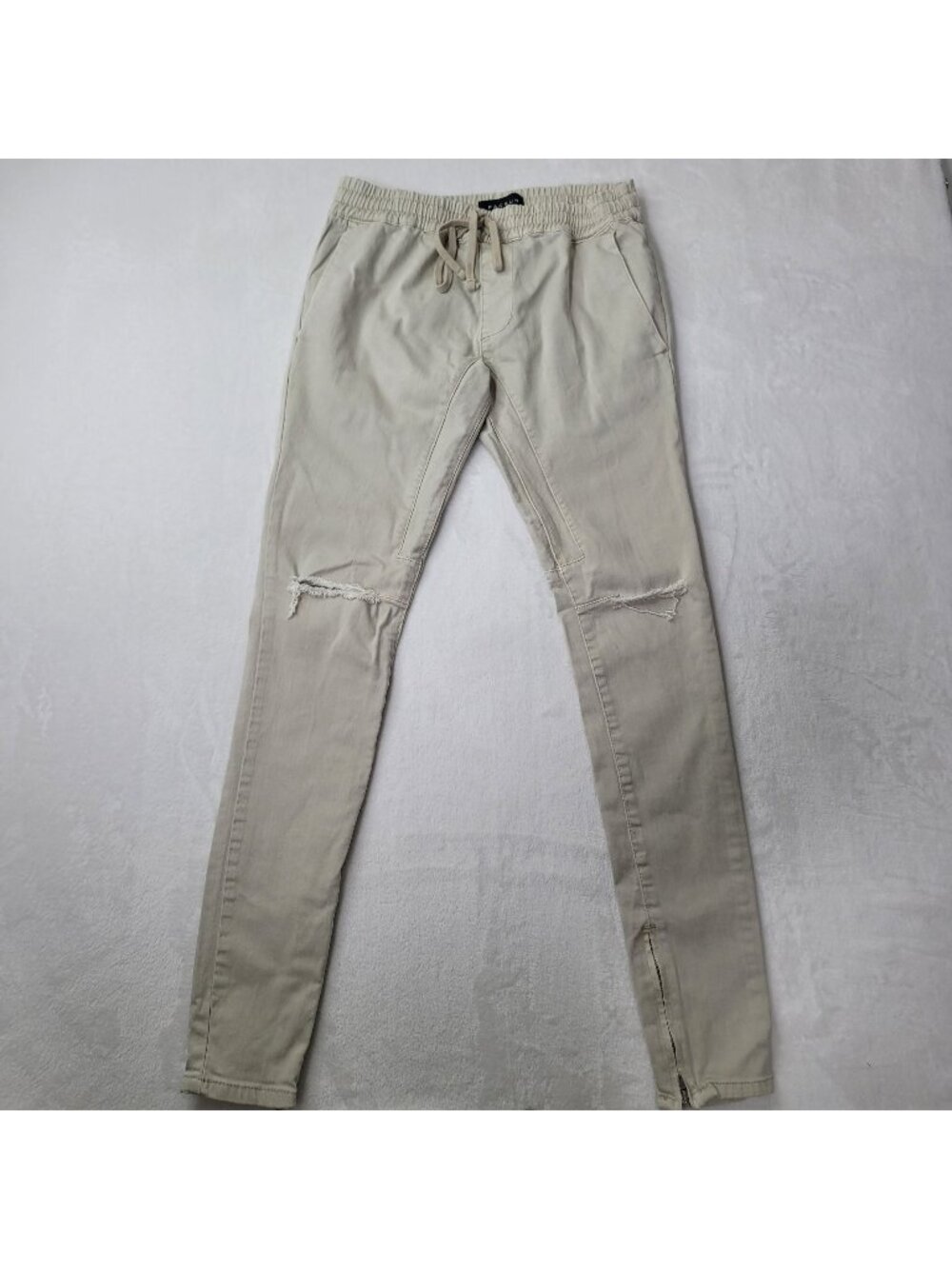 Pacsun Men's Active Stretch Beige Drawstring Zippered Ankle Jogger Pants Size S - Picture 1 of 12